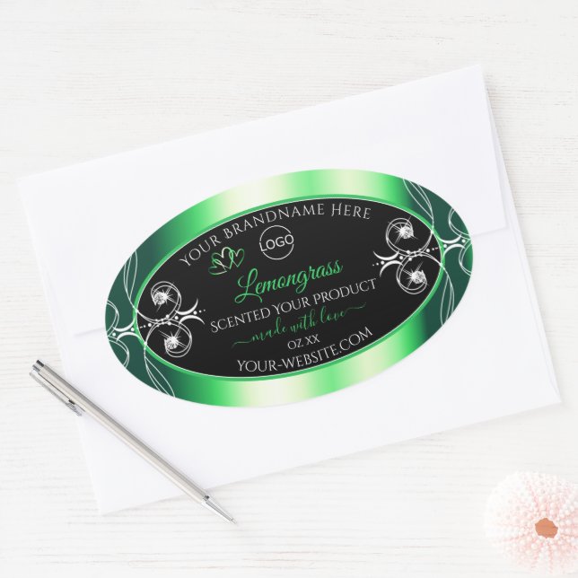 Luxury Emerald Green Black Product Label with Logo (Envelope)