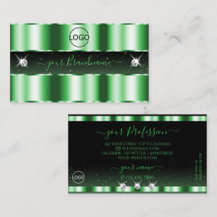 Luxury Emerald Green Black Sparkle Jewels Add Logo Business Card
