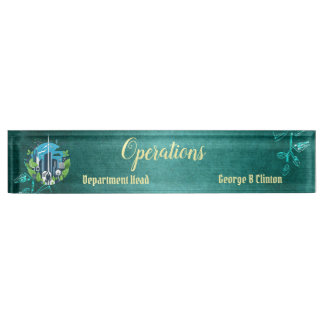 Luxury Emerald Green Department Head Faculty Logo Nameplate
