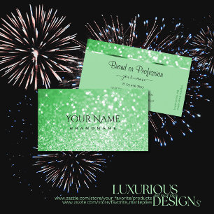 Luxury Emerald Green Glitter Luminous Stars Modern Business Card