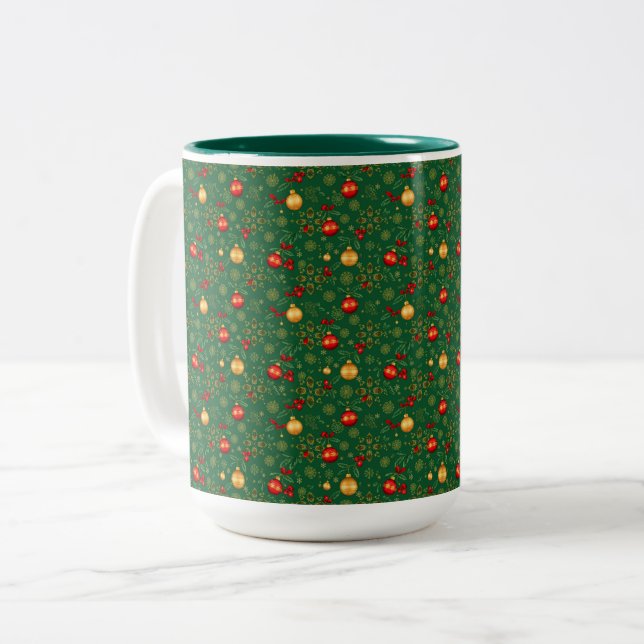 Luxury Emerald Green & Gold Christmas Coffee Mug  (Front Left)