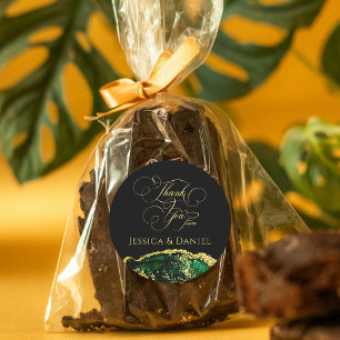 Luxury Emerald Green Gold Custom Classic Round Sticker