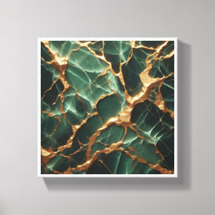 Luxury Emerald Green Marble - Royal Gold Leaf Vein Canvas Print