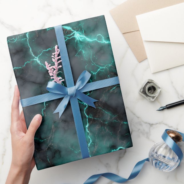 Luxury Emerald Green Marble Shine Abstract Pattern Wrapping Paper (Gifting)