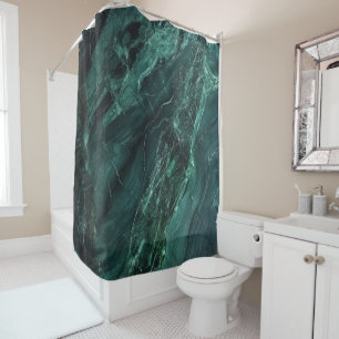 Luxury Emerald Green Quartzite Malachite Marble Shower Curtain