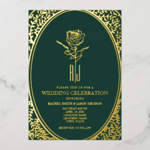 Luxury Emerald Green Wedding Foil Invitation