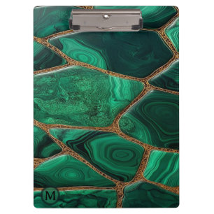 Luxury Emerald Malachite Green Marble Abstract Clipboard