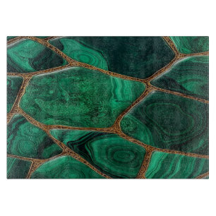 Luxury Emerald Malachite Green Marble Abstract Cutting Board