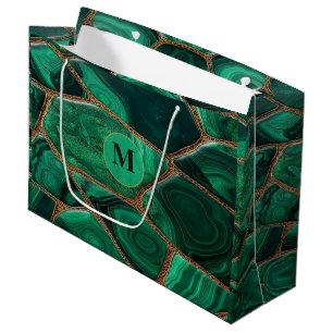 Luxury Emerald Malachite Green Marble Abstract Large Gift Bag