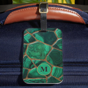 Luxury Emerald Malachite Green Marble Abstract Luggage Tag