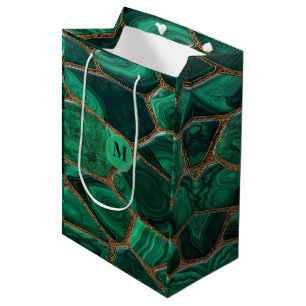 Luxury Emerald Malachite Green Marble Abstract Medium Gift Bag