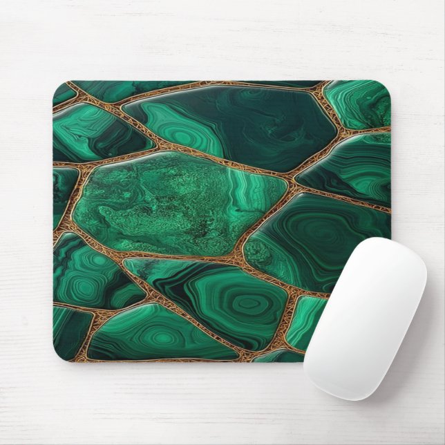 Luxury Emerald Malachite Green Marble Abstract Mouse Mat (With Mouse)