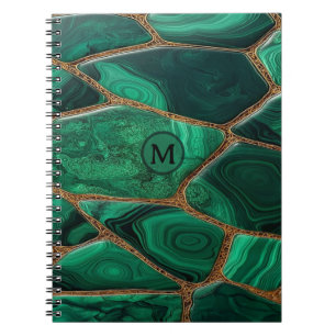 Luxury Emerald Malachite Green Marble Abstract Notebook