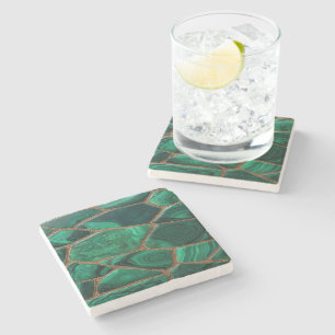 Luxury Emerald Malachite Green Marble Abstract Stone Coaster