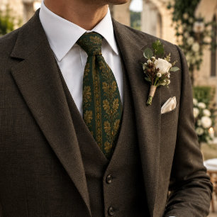 Luxury Emerald Oak Leaf Tie