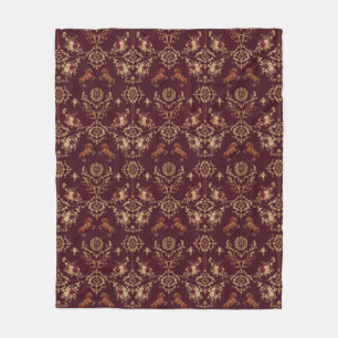 Luxury Equestrian Burgundy and Gold Fleece Blanket