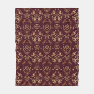 Luxury Equestrian Burgundy and Gold Fleece Blanket