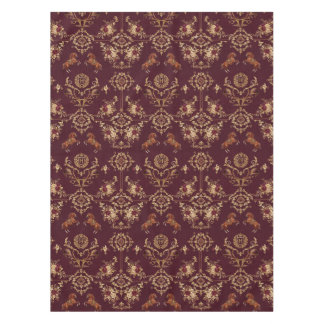 Luxury Equestrian Burgundy and Gold Tablecloth