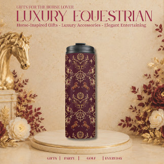 Luxury Equestrian Burgundy and Gold Thermal Tumbler
