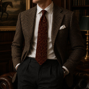 Luxury Equestrian Heritage Silk Pattern Tie