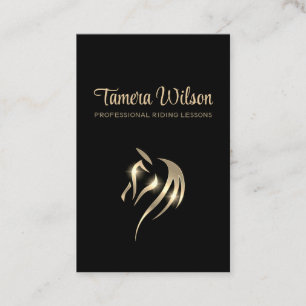 Luxury Equestrian Horse Training Black Business Card