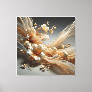 Luxury Ethereal Floral Art - Sculpted White Flower Canvas Print