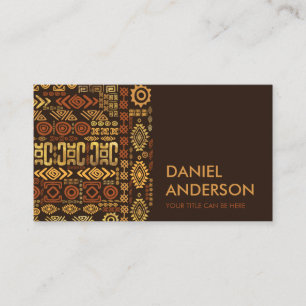 Luxury Ethnic African Pattern- warm brown and gold Business Card
