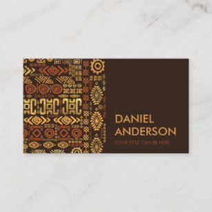 Luxury Ethnic African Pattern- warm brown and gold Business Card