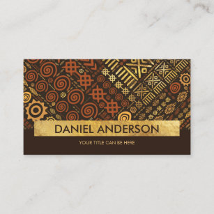 Luxury Ethnic Pattern- terracotta brown and gold Business Card