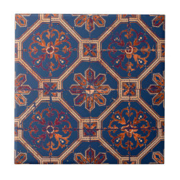 Luxury Ethnic Tile Pattern | Blue and Orange