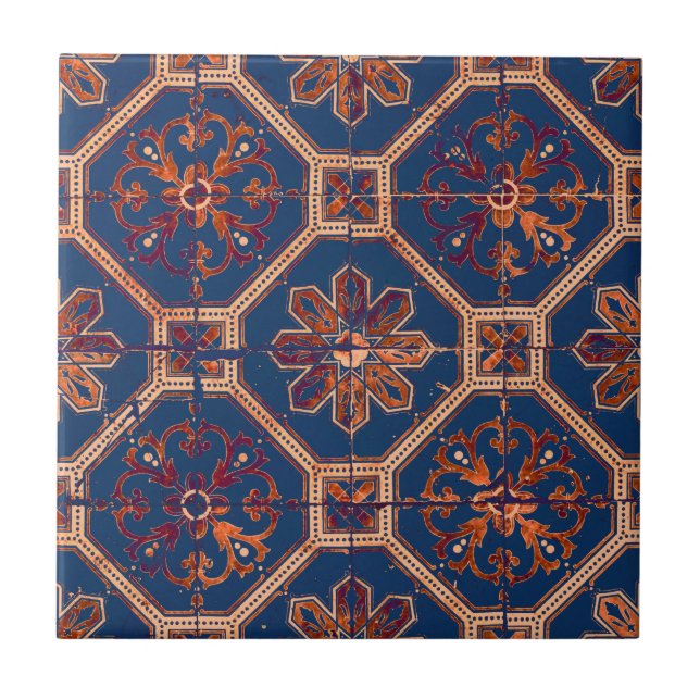 Luxury Ethnic Tile Pattern | Blue and Orange (Front)