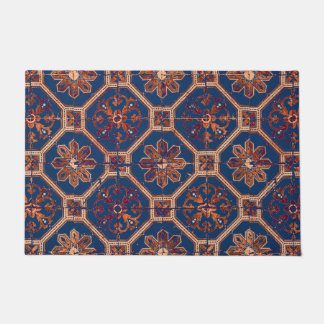 Luxury Ethnic Tile Pattern | Blue and Orange Doormat