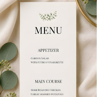 Luxury Eucalyptus Greenery Wedding Menu
