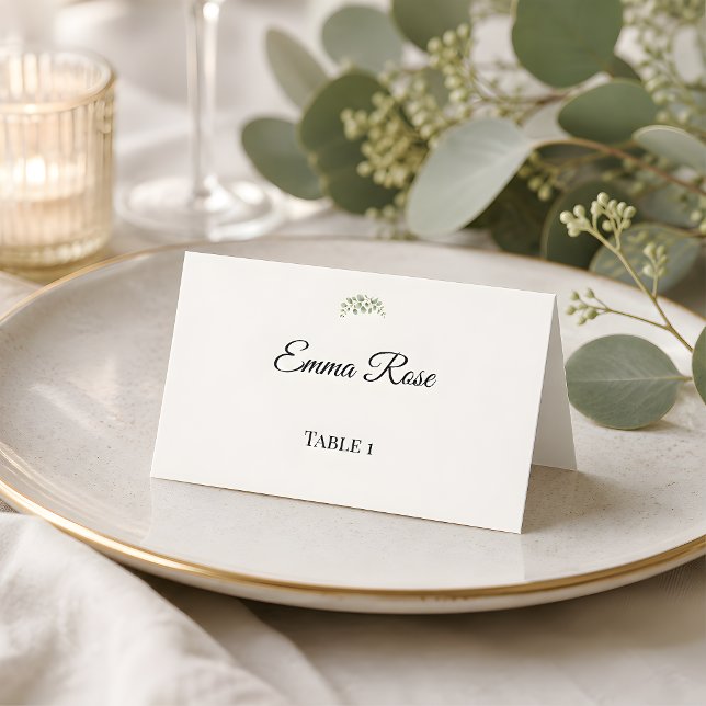 Luxury Eucalyptus Greenery Wedding Place Card (Eucalyptus wedding themed reception place card)
