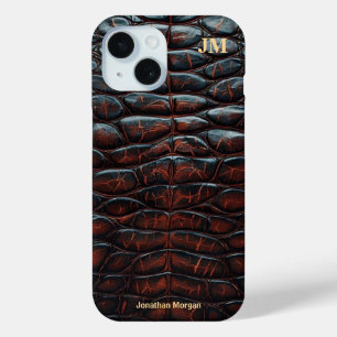 Luxury Executive Monogram Premium Leather iPhone 15 Case