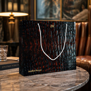 Luxury Executive Monogram Premium Leather Large Gift Bag