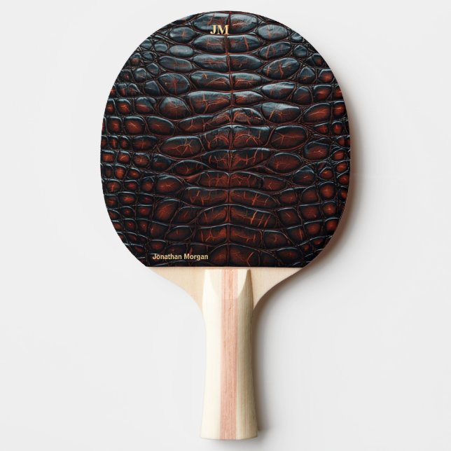 Luxury Executive Monogram Premium Leather  Ping Pong Paddle (Front)