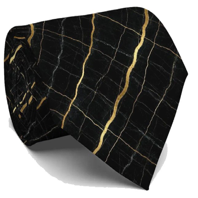 Luxury Executive Tie | Black & Gold Marble (Creator Uploaded)