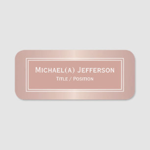 Luxury Eye-catching Rose Gold Metallic Pink Modern Name Tag