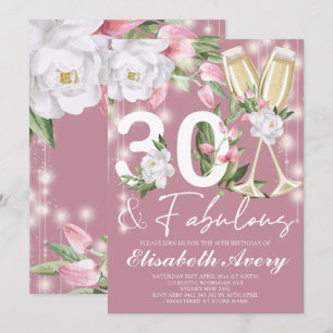 Luxury Fabulous Floral 30th Birthday Party Invitation
