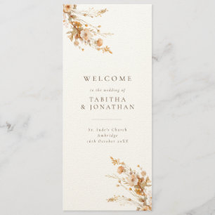 Luxury Fall Brown & Tan Wildflowers Wedding Programme