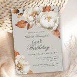 Luxury Fall Floral 60th Birthday Party Invitation<br><div class="desc">A beautifully elegant 60th birthday party invitation for the autumn months, this feminine design features elegant ivory watercolor florals and fall leaves bordering your text. It makes a perfect choice for birthday celebrations in the autumn months. Note: the 60th birthday title can be personalised for any age birthday. Personalise the...</div>