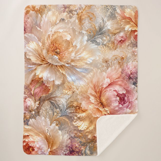 Luxury Fantasy Blooms Sherpa Blanket (Front)
