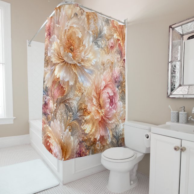 Luxury Fantasy Blooms Shower Curtain (In Situ)