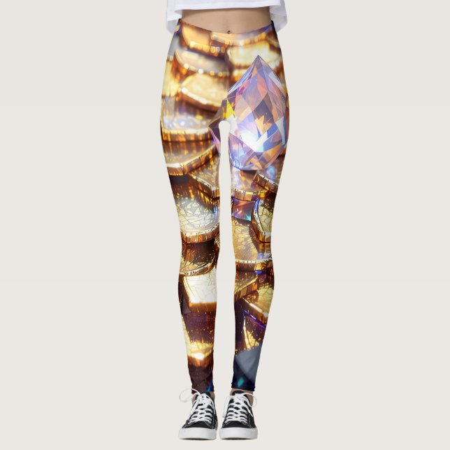 Luxury Fantasy Gemstone Abstract  Leggings (Front)