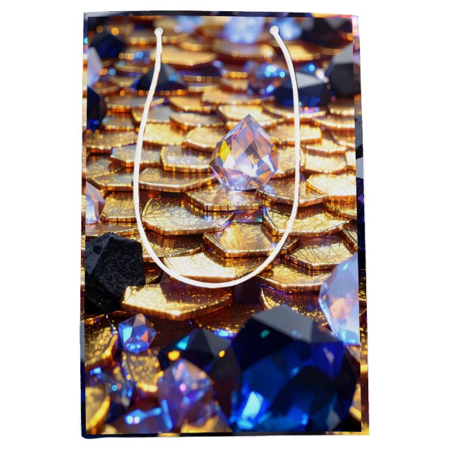 Luxury Fantasy Gemstone Abstract  Medium Gift Bag (Front)