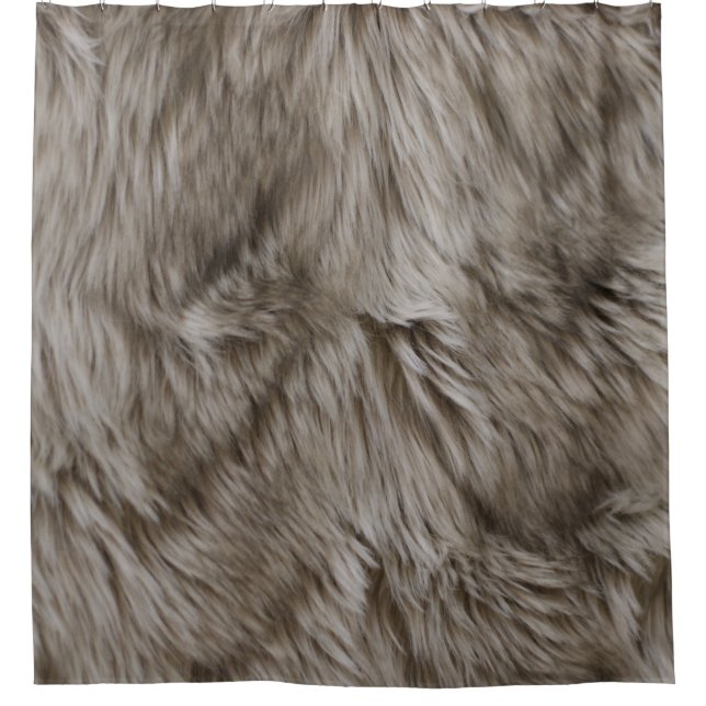 Luxury Faux Fur Print Beige Tan  Mink Animal Hair  Shower Curtain (Front)