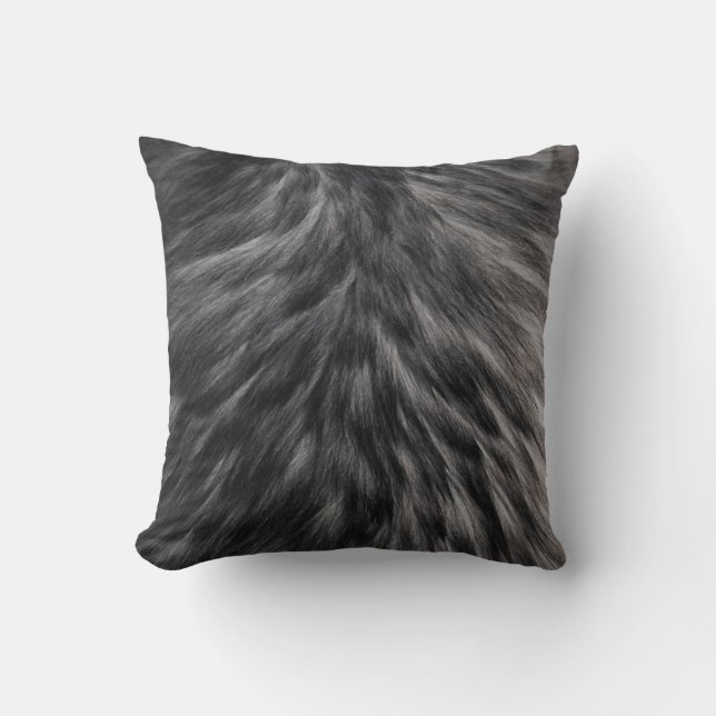Luxury Faux Fur Print Black Grey Mink Animal Hair  Cushion (Front)