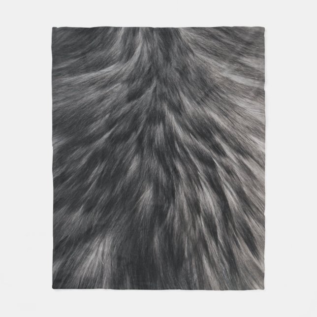Luxury Faux Fur Print Black Grey Mink Animal Hair  Fleece Blanket (Front)