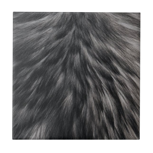 Luxury Faux Fur Print Black Grey Mink Animal Hair  Tile (Front)